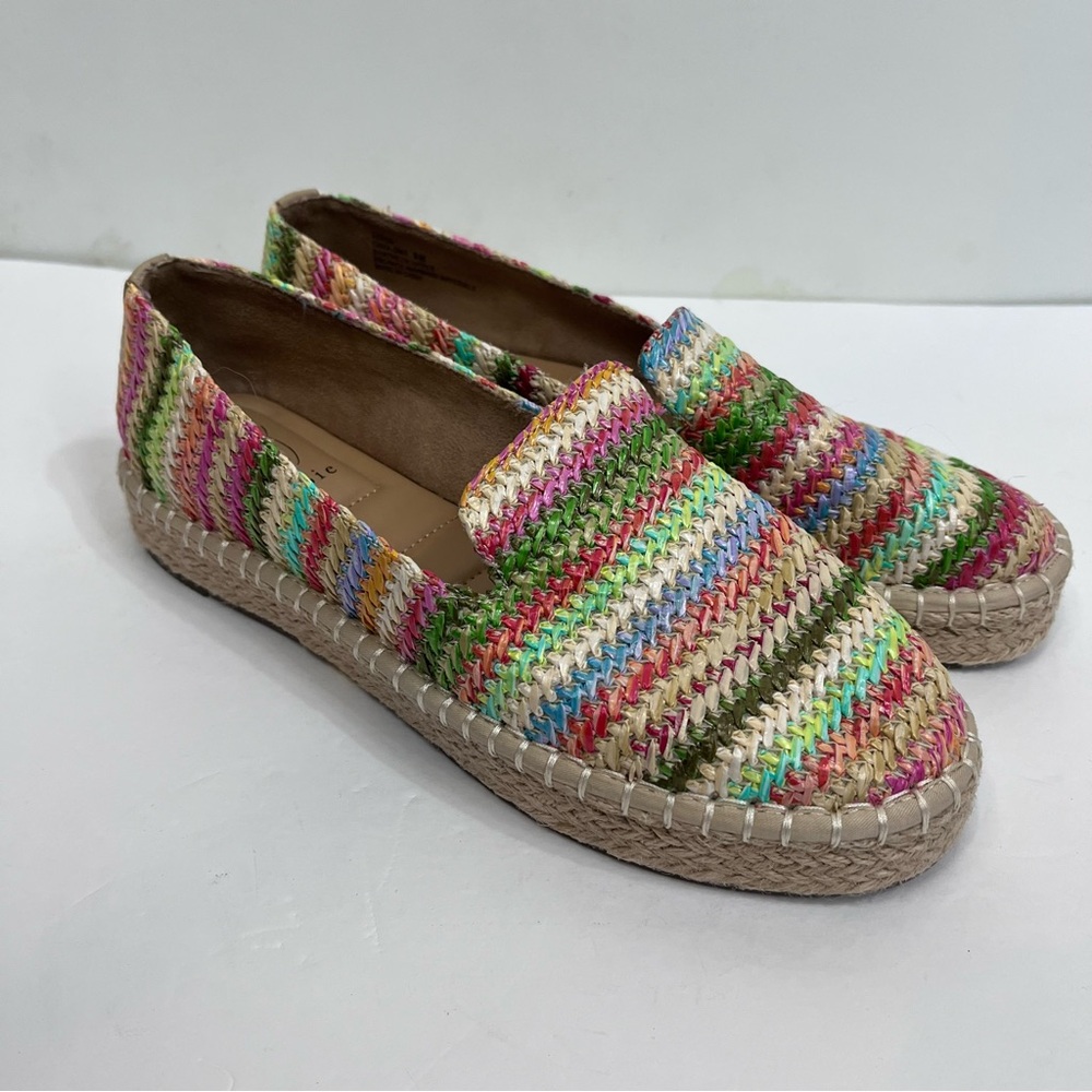 Joie Cara rafia jute woven colorful loafers NWOT